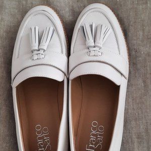 *NEW IN BOX*  Franco Sarto, Size 6, white leather tassel loafers